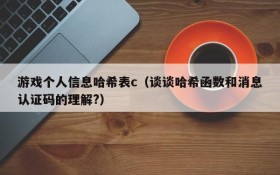 游戏个人信息哈希表c(谈谈哈希函数和消息认证码的理解?)