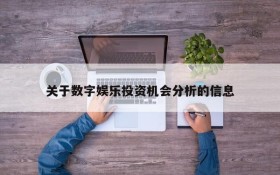 关于数字娱乐投资机会分析的信息